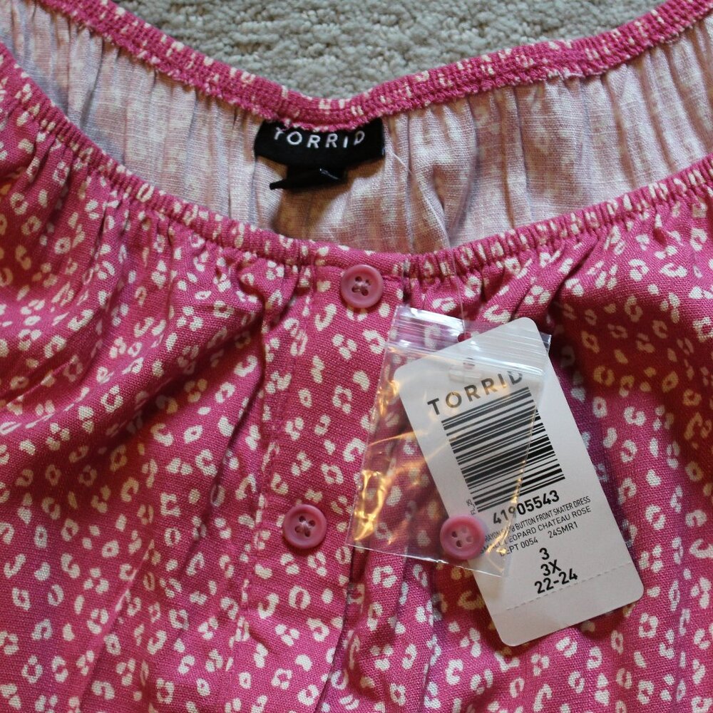 NWT Torrid Mini Button Front Skater Dress size 3X-Leopard Chateau Rose - Picture 5 of 10